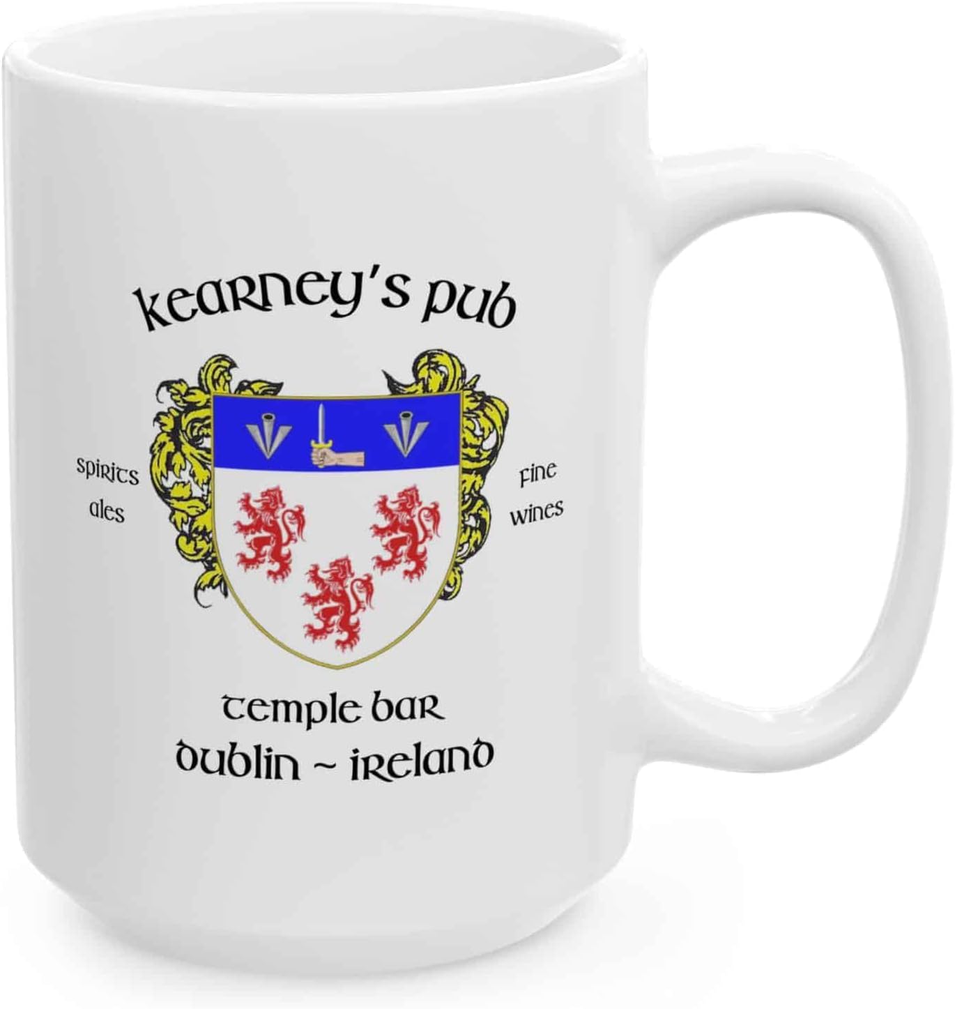 Irish Pub Coffee Mug and Tea Cup from Over 100 Irish Bars featuring Family Crest and Coat of Arms Designs - Set of 4 Mugs (Kearney's Pub)