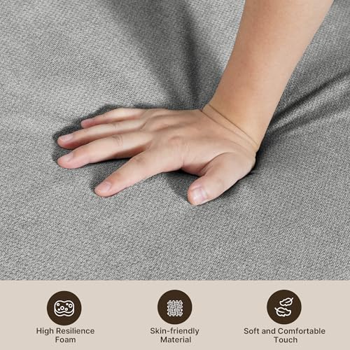 Xbro Schlafsessel mit Bettfunktion, Schlafsofa 2-Sitzer mit 6-Stufig Verstellbarer Rückenlehne und 2 Kissen, Sessel mit schlaffunktio für kleine Wohnung (Hellgrau) – Bild 8