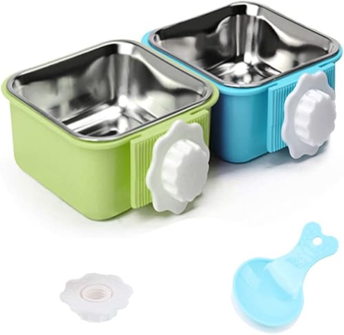 Cuenco para perro, de acero inoxidable, extraíble, para colgar alimentos y agua, para mascotas, con soporte para pernos para perros, cachorros,