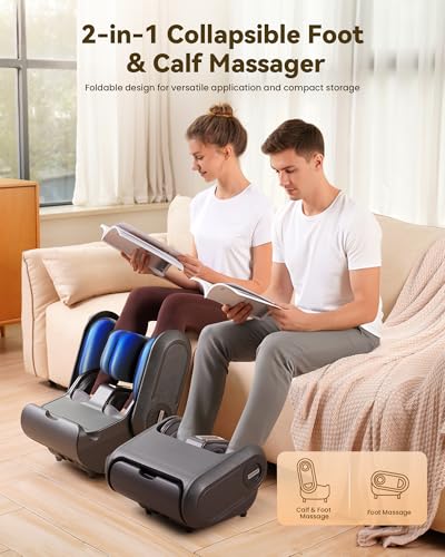 2 in 1 Shiatsu Foot Massager Machine, Foot and Calf Massager with Adjustable Heat, Deep Kneading Therapy, Vibration, Compression, for Plantar Fasciitis, Neuropathy, Gifts for Women Man, up to Size 14 - Image 3