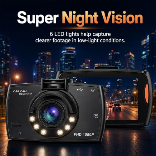 2.4-inch 1080p High-Definition Dash cam for Cars with Super Night Vision, 24-Hour Video Recording, 120° Large Wide-Angle, G-Sensor Parking Monitoring Loop Video Motion Detection - image 4
