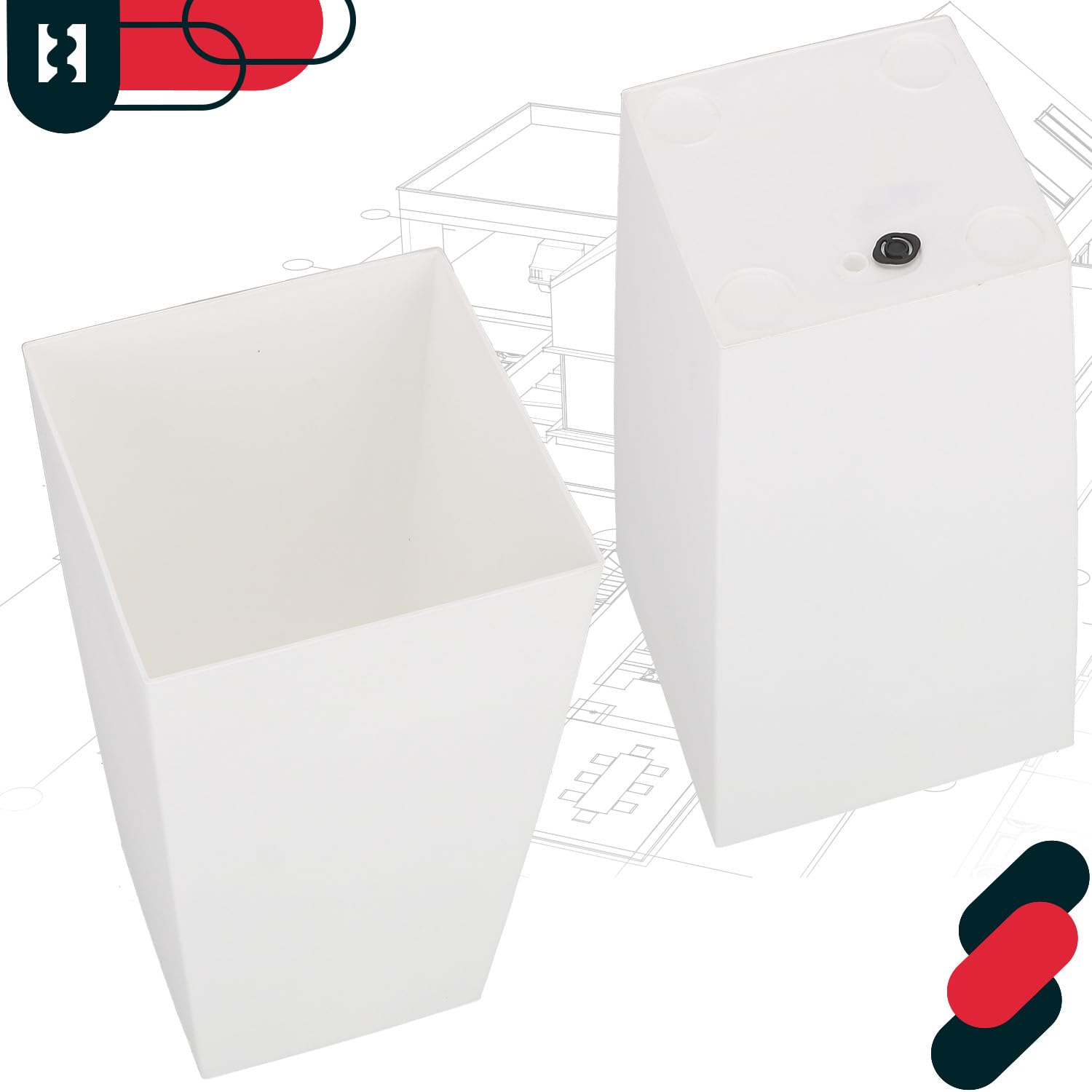 KOTARBAU® - Vaso da fiori quadrato con vaso interno, 291 x 291 x 545 mm, bianco opaco