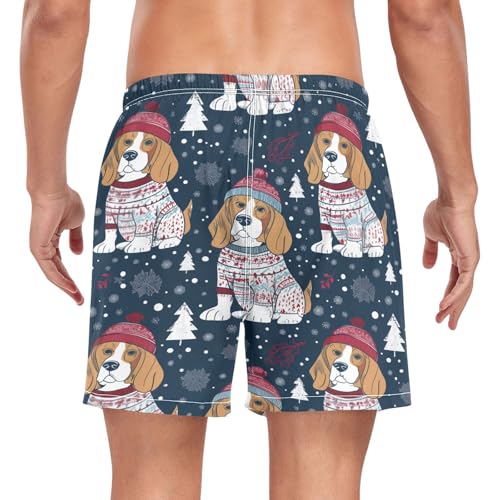 Winter Beagles Pattern Men's Swim Trunks with Liner Quick Dry Beach Shorts Swimwear Bathing Suit S-XXL2