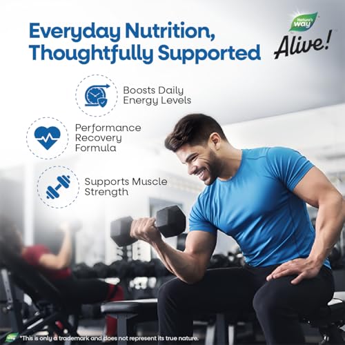Image of Nature's Way Alive Men's Ultra Multivitamin - Daily Supportive Nutrition from 32+ Fruits & Veggies | 8 Key Minerals | 17+ Vitamins | Immunity & Metabolism Support | Digestive Enzymes | 100% RDA of 17+ Vitamins & Minerals 60 Veg tablets