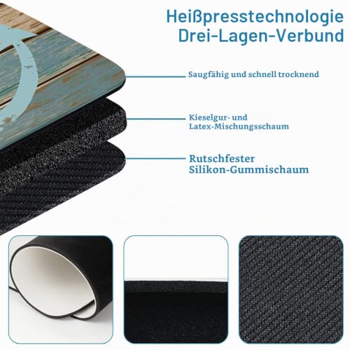 YISUMEI Badezimmerteppich 42x60 cm Badematte Rutschfester Waschbar Absorbierender Badvorleger Schnelltrocknend(Vintage Holzmaserung Anker) – Ansicht 5