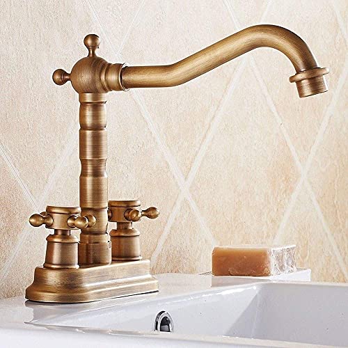 Robinet lavabo rétro résistant au calcaire avec mitigeur double - 4