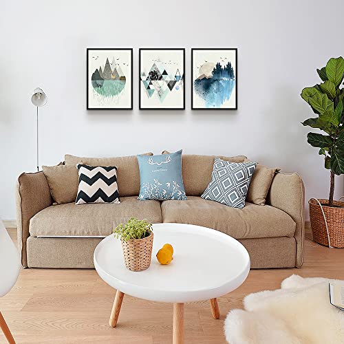 Abstract Mountain In Daytime Framed Canvas Prints Wall Art Paintings Abstract Geometry Wall Artworks Pictures For Living Room Bedroom Decoration, Home Bathroom Wall Decor Posters (Black Framed) #TOP4