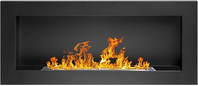 Bio Ethanol Fire BioFire Fireplace Modern 900 x 400 Black Wall - Mounted Alcohol Fireplace