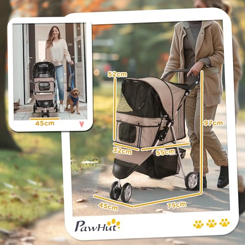 PawHut Hundewagen Hundebuggy Buggy Hunde Katzen Pet Stroller Hunde Buggy Kaffeebraun