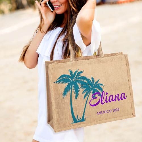 Bolso tote grande personalizado con palma para mujer miniatura 5