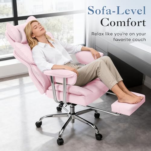 Image of DUMOS Big and Tall Home Office Desk Chair, Executive Chair with Footrest