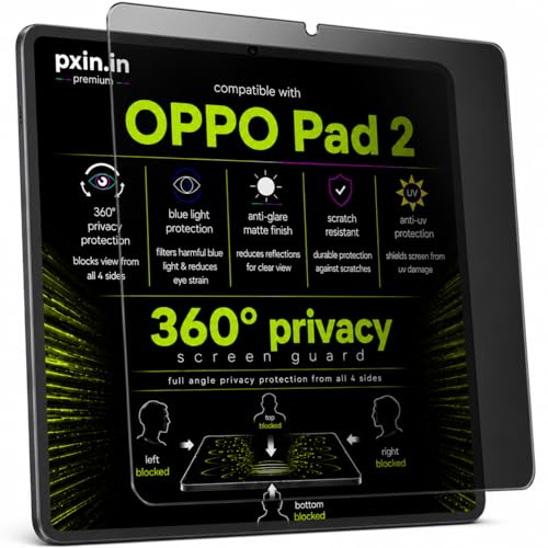 Image of Pxin 360 Pro Privacy Screen guard compatible with OPPO Pad 2 | Anti Glare | Anti UV | Anti Blue | Anti Reflection | Privacy Filter | Unbreakable Build