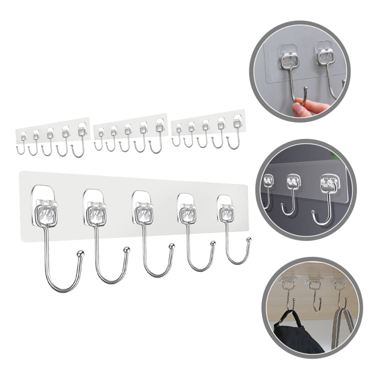 VASDEV 16 Piezas de Gancho de Pasta Fuerte Percha de Metal Perchas de Metal Sombrero de Servicio Pesado Percha de Pared Ganchos de Pared Adhesivo para Colgar en la Pared Soporte para llav