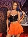 Avidlove Women's Mini Skirt Mesh Flowy Hem Y2K Skirts Multi-Layer Ruffle Trim Lingerie Skirt Orange M