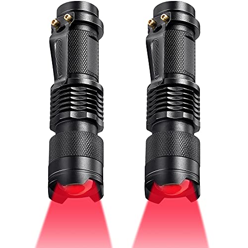 Honoson 2 Pieces Red Light Flashlight LED Single...