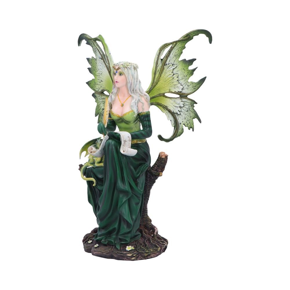 Nemesis Now Giada - Piccola fata della foresta con drago familiare, statua di fata da 31 cm, statuetta stravagante per fan del drago, decorazione gotica, collezionisti fantasy, figura in resina