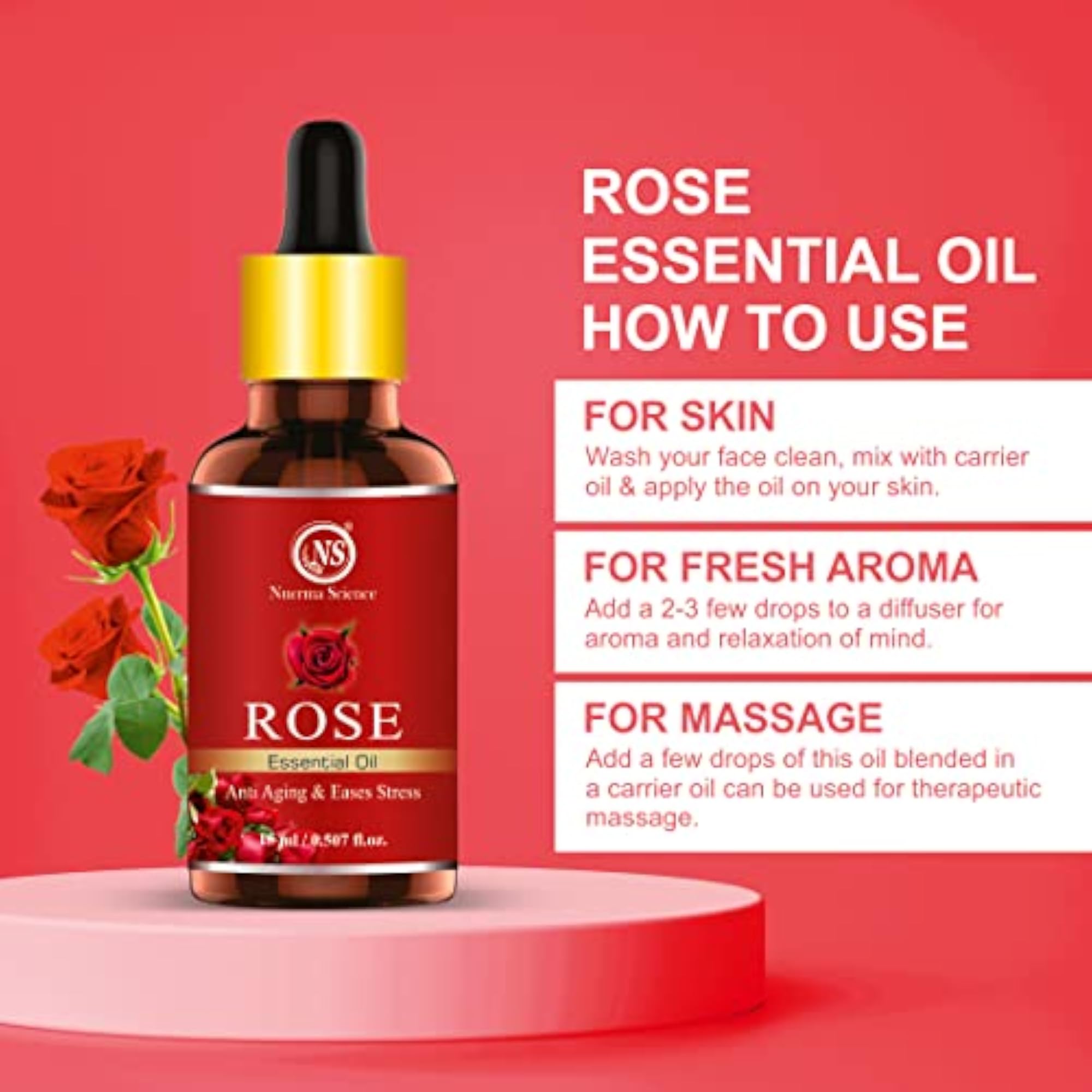 Rose Essential Oil for Anti-Stress and Skin Glow