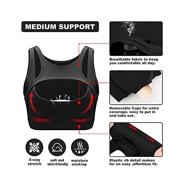 Push up Sports Bra for Women Sexy Hollow Crop Tops with Removable Cups Yoga Workout Fitness Yoga Bra Medium Support Black Medium