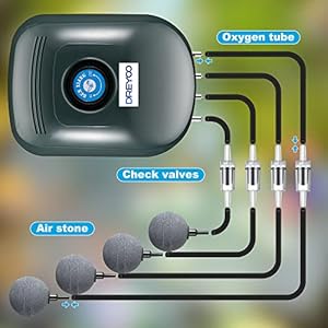 Deyoo4outletsairpumpforponds59ftairtubewith4stonesdiffuseraerationpumpkitforoutdoorpondairpumpwithcheckvalvesforpondsfishtanksaquariums Urban Country Home Decor Deyoo 4 outlets air pump for ponds 59 ft air tube with 4 stones diffuser aeration pump kit for outdoor pond air pump with check valves for ponds fish tanks aquariums urban country home decor