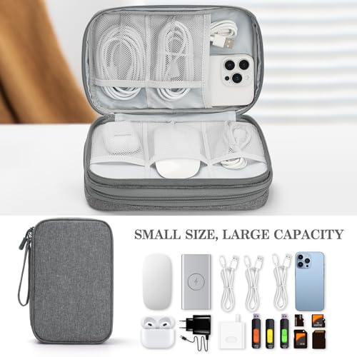 Image of FYY Electronic Organizer, Large Travel Cable Organizer Bag Pouch Electronic Accessories Carry Case Portable Waterproof Double Layers All-in-One Storage Bag for Cable, Cord, Charger, Phone, Dark Grey