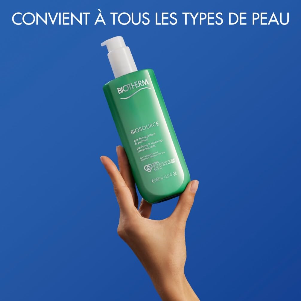 BIOTHERM - Biosource Lait Démaquillant - Peaux Normales - Nettoie en Douceur & Revitalise - 400ml