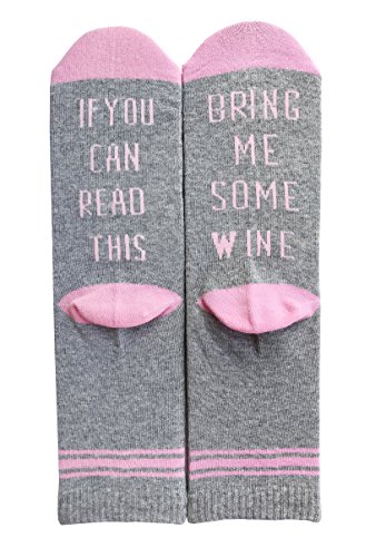 Field4U Womens Funny Saying Knitting Word Wine Beer Novelty Crew Socks Party Gift - 1 Pair Wine E