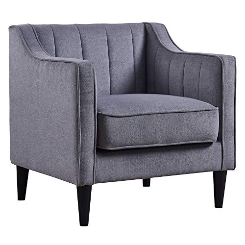 Versanora Chester Butaca Decorativa,Tela Gris con Asiento Acolchado, Madera, Talla única Cover