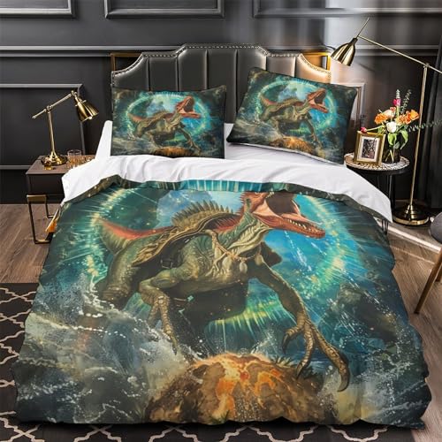 Housses de couettes 3 pièces dragon imprimé 3D microfibre haute densité