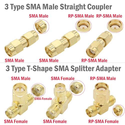 exgoofit SMA Adapter Kit, 18pcs, Gold Plated, Compatible with FPV Antennas, Ham Radio, WiFi Router, etc. - Thumbnail 6
