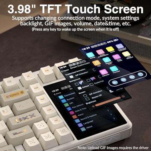 Image of Aula L99 Wireless Mechanical Gaming Creamy Keyboard with Smart Touch Screen | Tri-Mode Hot Swappable Custom Keyboard,RGB Backlit,PBT Keycap,Gasket Mount Creamy Sounding Keyboards for Office PC,84 Keys