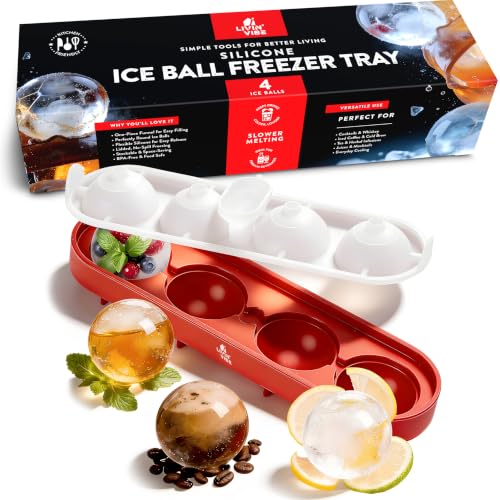 Molde de silicona para bolas de hielo con tapa, 4 esferas grandes miniatura 1