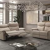 AltoBuy Tarifa - Ensemble 2 Canapés Fixe 2 Places et Relax Electrique Tissu Beige...