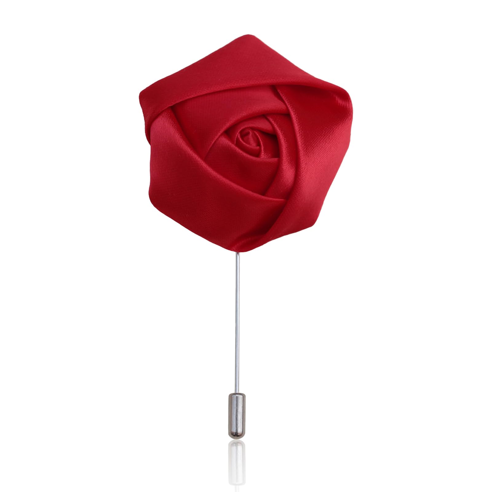 uaiagm NIIIYTYB Lapel Pin for Men Gentleman's Essentials Premium Handmade Flower Red Rose Boutonniere Silk Rose Pin Red Flower Suit Pin for Gentlemen Stylish Man's Accessory, 2*2inch, Polyester, no gemstone-picture-31