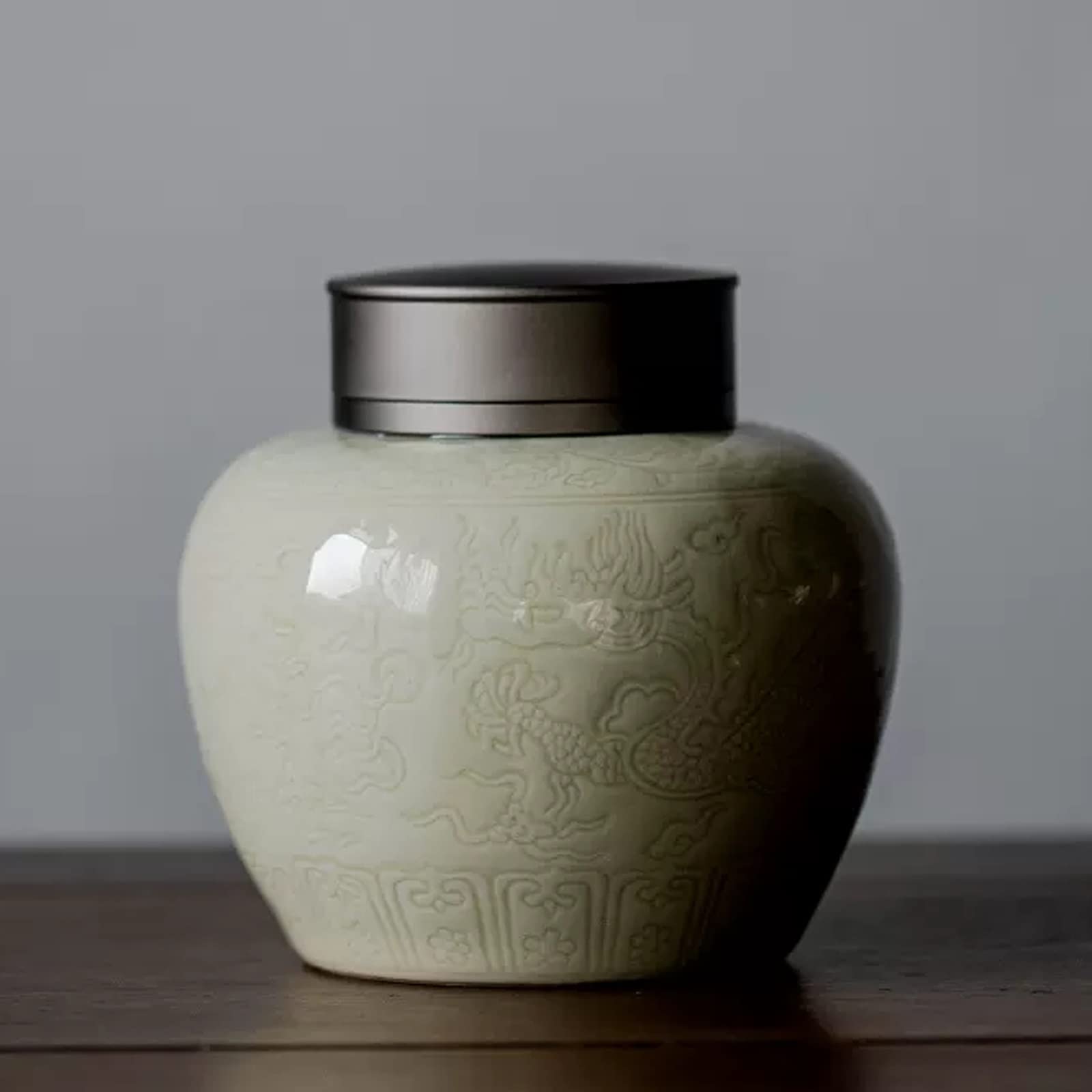 Pojemnik na kawę z pokrywką Chiński styl retro puszka na herbatę pojemnik pojemniki słoik z hermetycznymi podwójnymi pokrywkami porcelanowe słoiki, 500 ml Puszki na herbatę