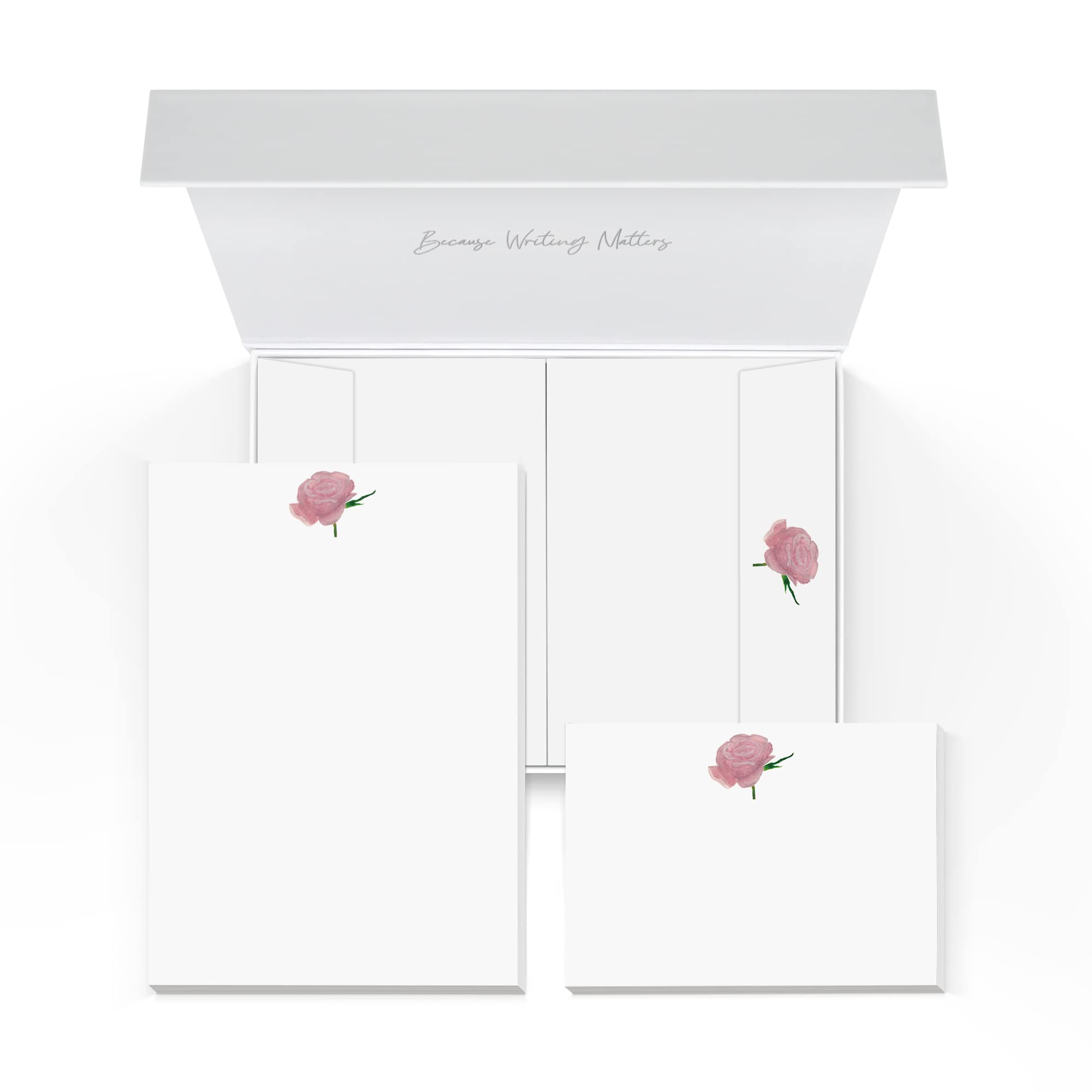 Me Loovely Pink Rose Letter Writing Paper Notecard and Envelopes Set Stationery Writing Supplies for School Home & Office | (20 Letters, 10 Cards & 30 Envelopes with Gift Box) โ image 1