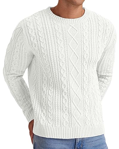 Sailwind Men's Cable Knit Sweater Casual Crewneck Long-Sleeve Fisherman Pullover3