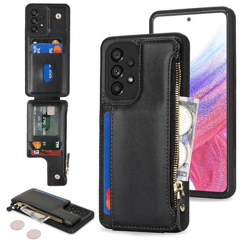 Cavor for Samsung Galaxy A53 5G Case Wallet with Card Holder, Black