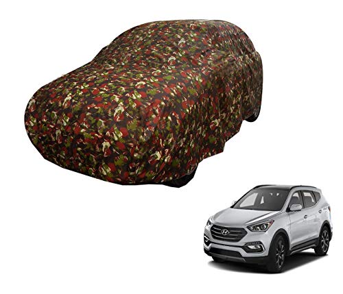 Image of Auto Hub Car Cover Compatible with Hyundai Santafe with Weather Proof, Triple Stitched, Santafe Car Cover Jungle Look