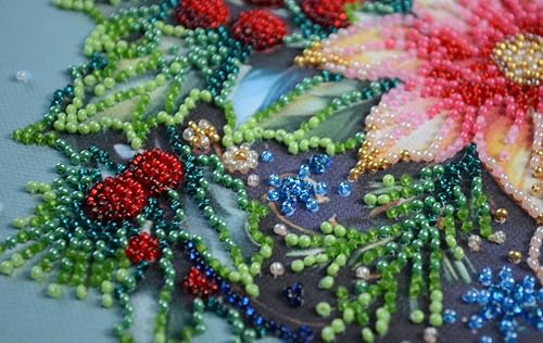 Wizardi Bead Embroidery kit - Christmas Glow. Colorful Beads, Beading Needles. DIY Kit. Embroidery for Beginners. Home Decor. AMB-113 Abris Art - Image 4