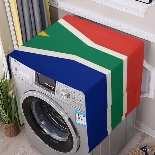 Washing Machine Cover for Top Load Dustproof South Africa Flag Washer And Dryer Cover with Storage Pockets Household Appliance Covers Washable Top Protector Mat Pad for Laundry & Kitchen