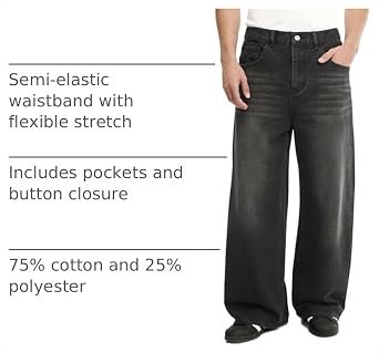 Comdecevis Men's Baggy Fit Jean Pants