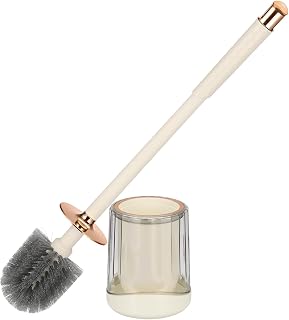 uxcell Toilet Brush, Toilet Bowl Brush with Circular Double-Layered Holder Cleaning Scrubber Set Long Handle Long-Lasting Bristles for Household Bathroom Cleaner Accessories, Gold
