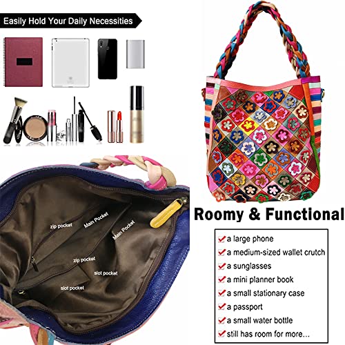 Bolso de mano de cuero genuino con diseño floral 3D para mujer miniatura 2