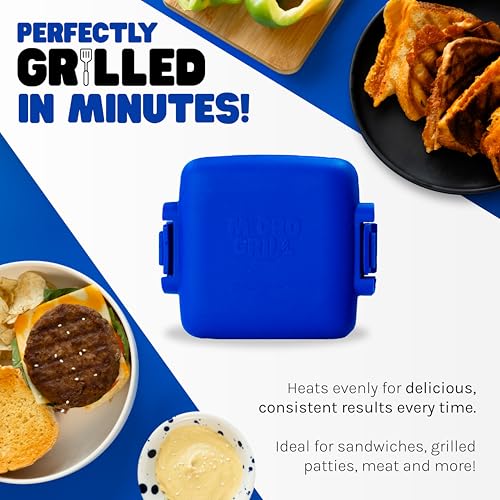Micro Grill | Microwave Sandwich Maker - Grilled Cheese Sandwich Maker - Munchy - Toastie Maker- Panini Press - Travel Sandwich Maker (Blue)
