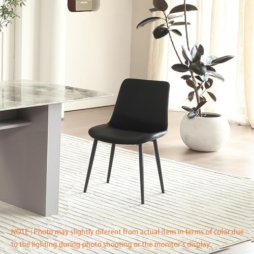 Ironalita Black Leather Dining Chairs Set of 4, Mid Century Modern Faux Leather Kitchen & Dining Room Chairs, Comfortable Dinner Chair Kitchen Chair for Restaurant Living Room, Cafe, Home (4, Black) - 5