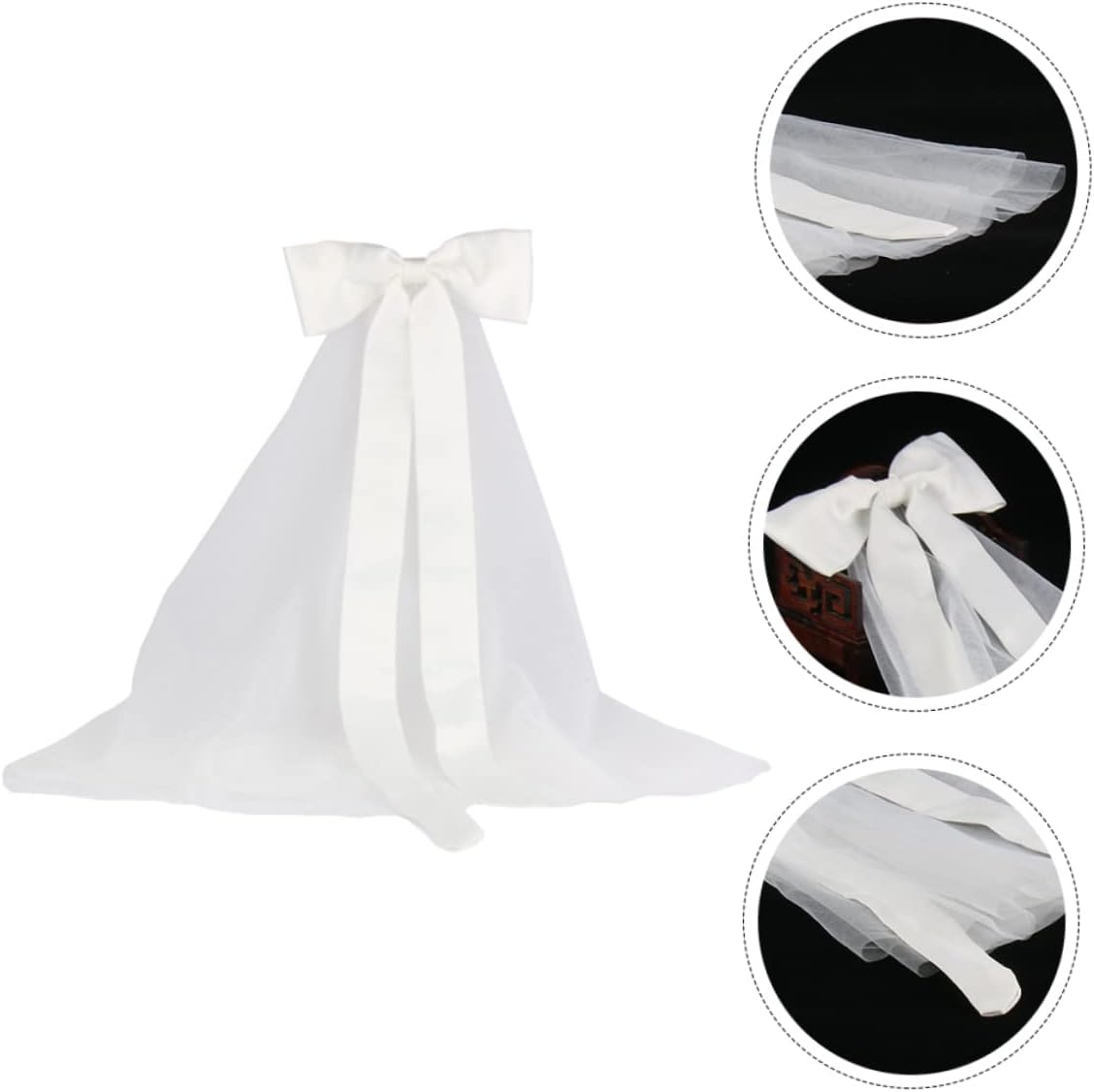 Holibanna 2pcs Women Bridal Veil with Bow Handmade Wedding Accessory Elegant Mesh Yarn Design for Weddings Bachelorette Parties and Special Occasions