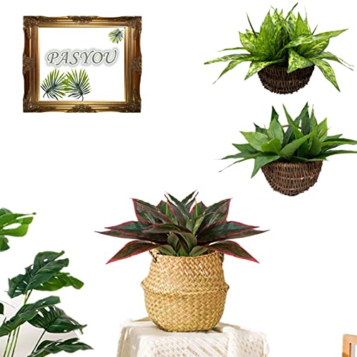 Artificial Agave Fake Plants Red 2 Pack, 10 Inches Faux Shrubs Flowers Grass Plant For Wedding Party Office Indoor Outdoor Home Yard Garden Greenery Leaves Decor Uv Resistant Planter Filler Decoration #TOP6