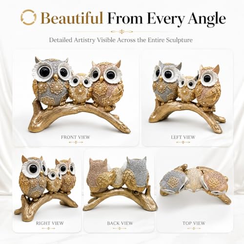 Image of ARMONIA Spiritual Three Wise Owl Showpiece for Good Luck, 6.6 Inch,Aesthetic Owls Showpiece, Feng Shui & Vastu Figurine,Evil Eye Protection,Home Decor for Living Room, Office Table & Best Gift Item