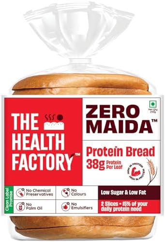 The Health Factory Protein Bread | Zero Maida | 38g High Protein | Whole Wheat Bread 250g