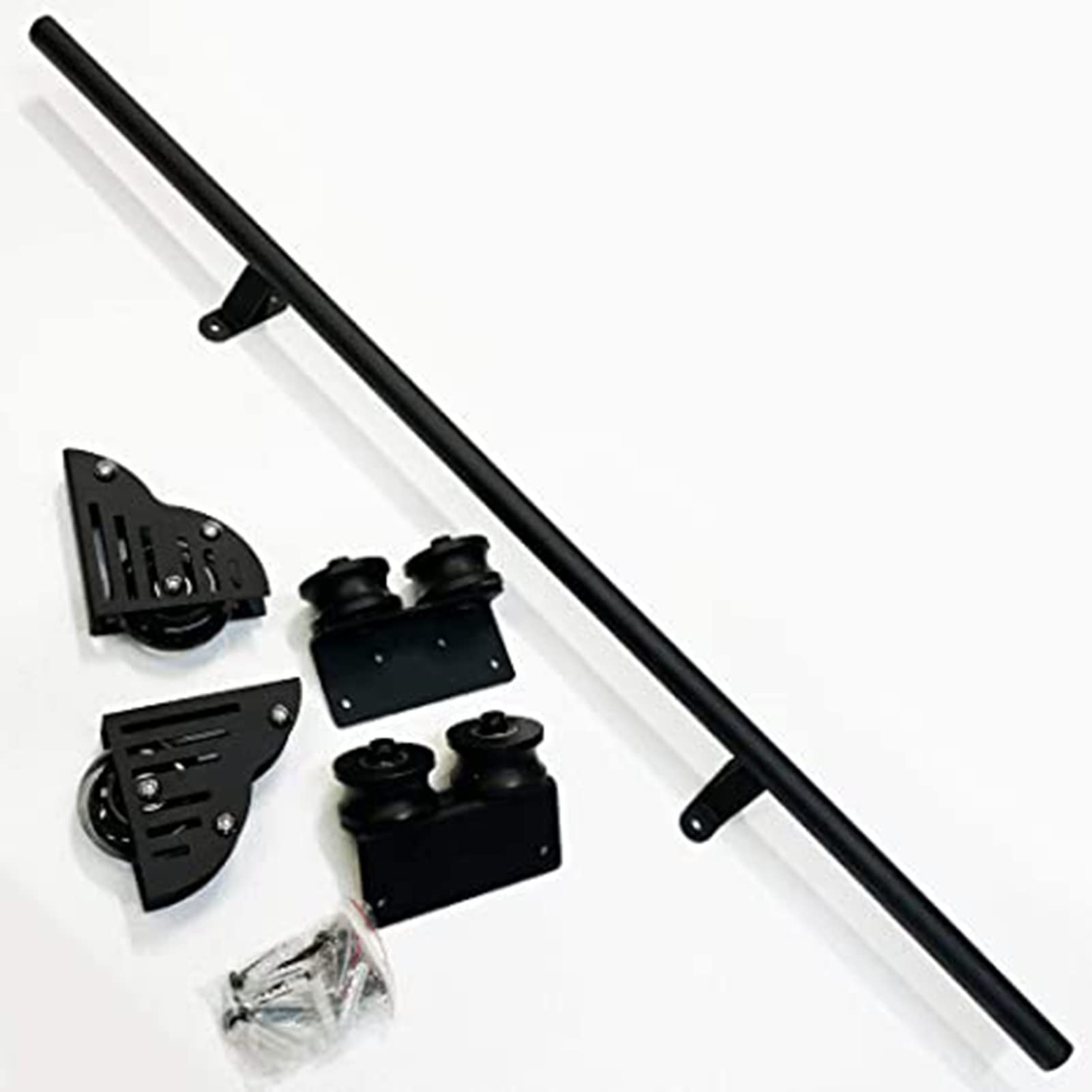Rail tubulaire rond de 100 cm avec roulettes de sol pour porte de grange coulissante